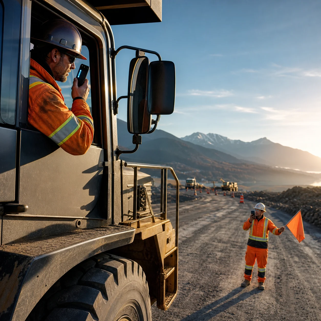 Construction crew using Android walkie-talkie app