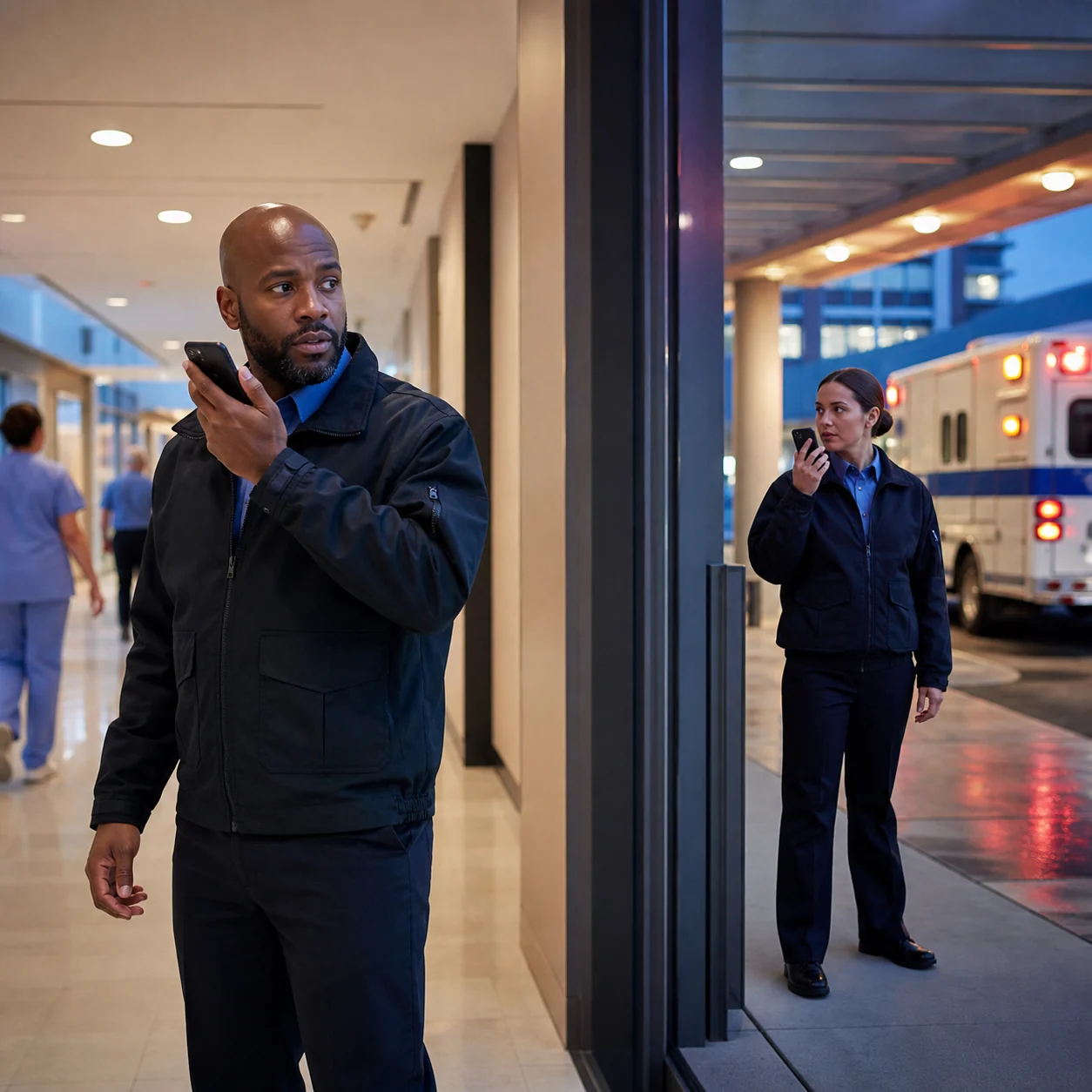 Hospital security team using private push-to-talk