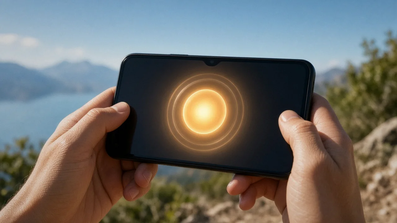A smartphone displaying a large push-to-talk button next to a simple checklist icon.