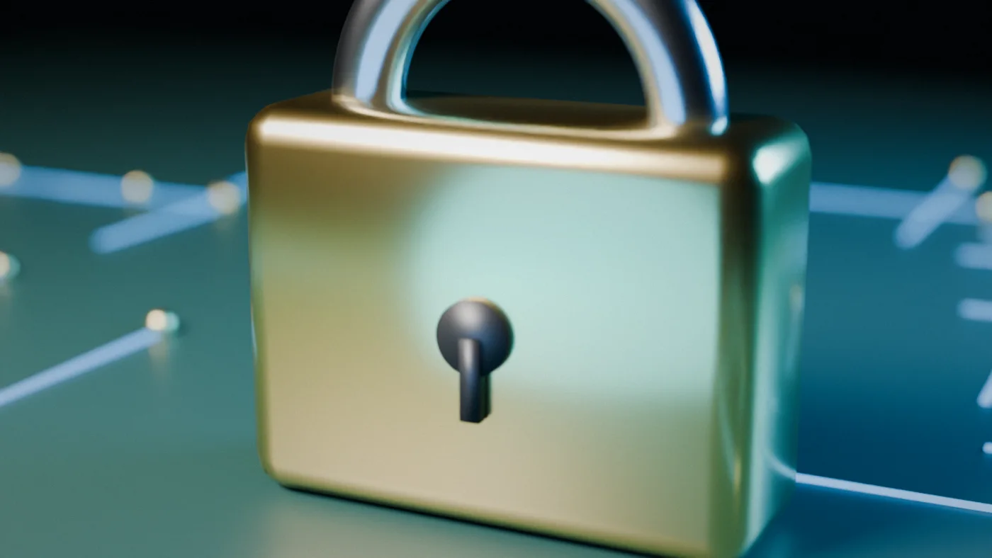 A padlock on a keyboard, for account and channel security
