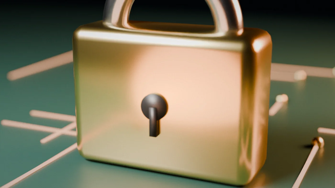 A padlock on a keyboard, for account and channel security