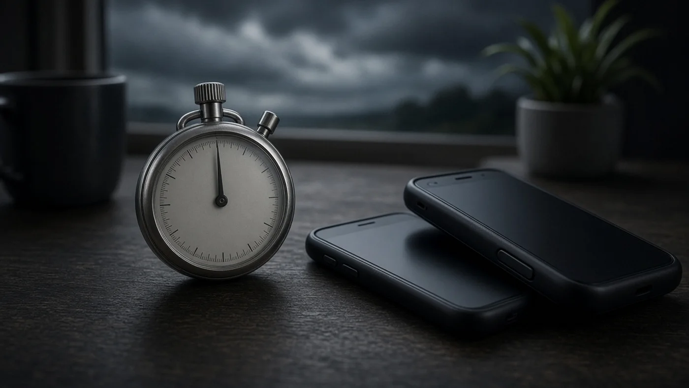 A stopwatch on a desk, for instant, real-time talk