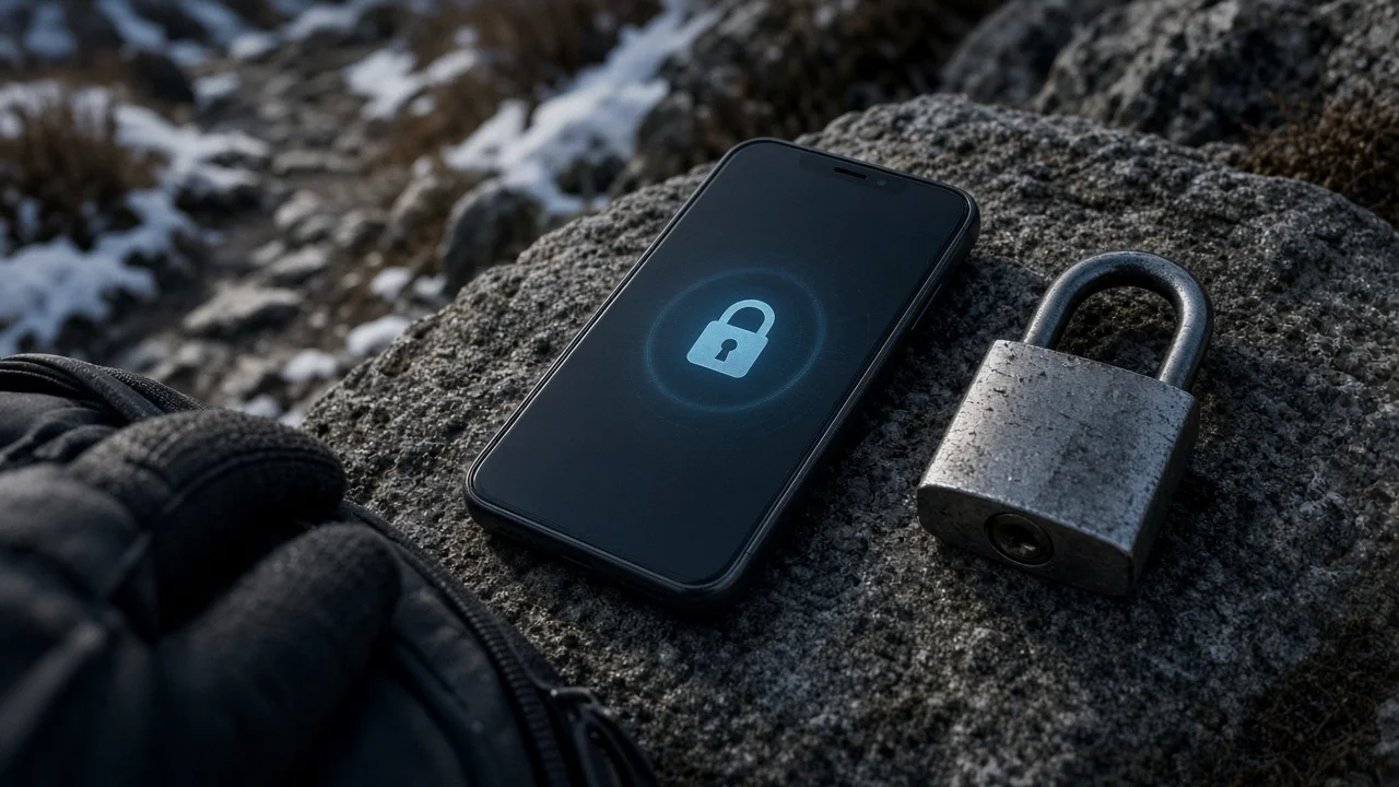 A simple illustration of a smartphone screen next to a padlock icon, representing a protected private channel.
