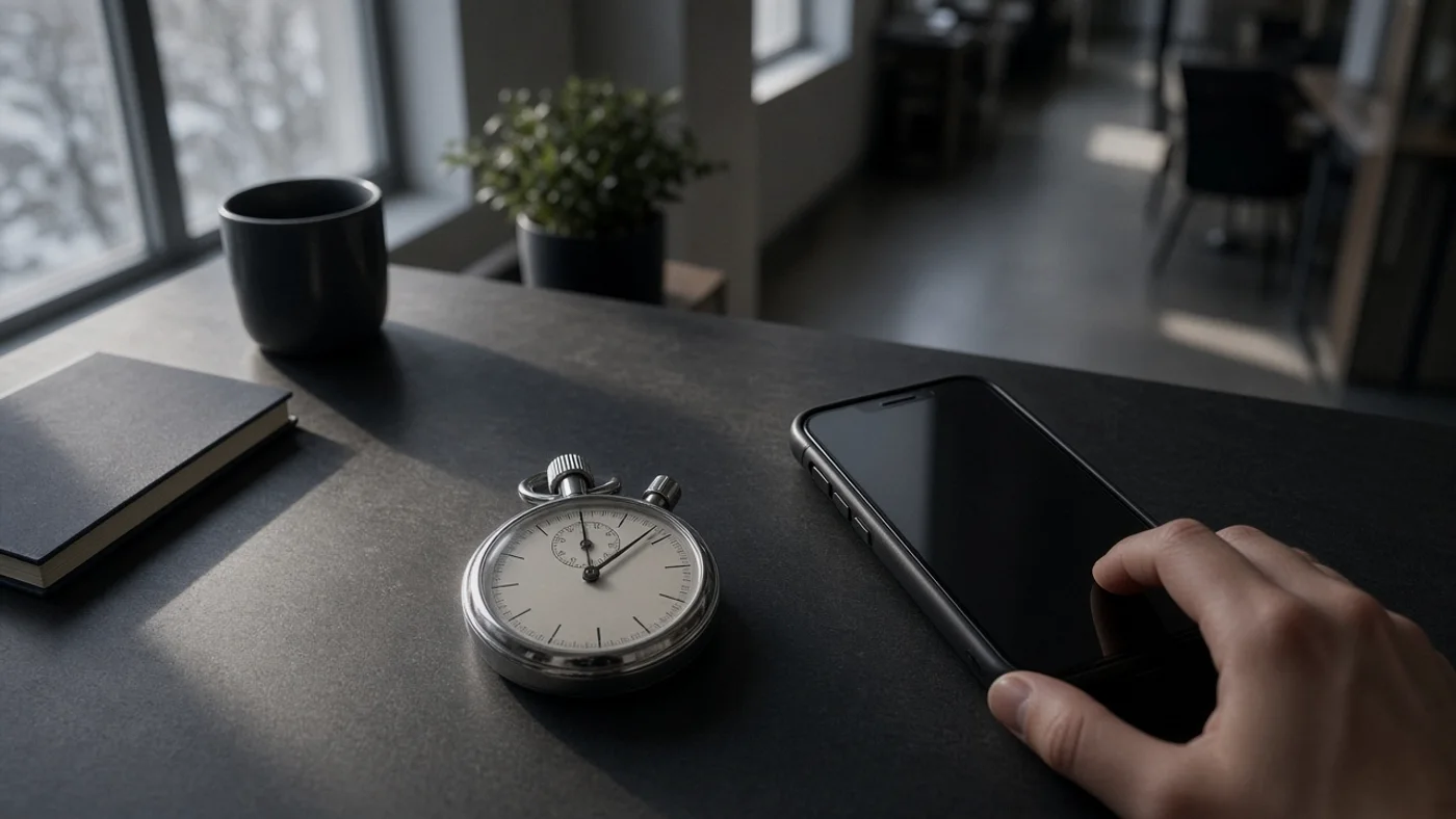 A stopwatch on a desk, for instant, real-time talk