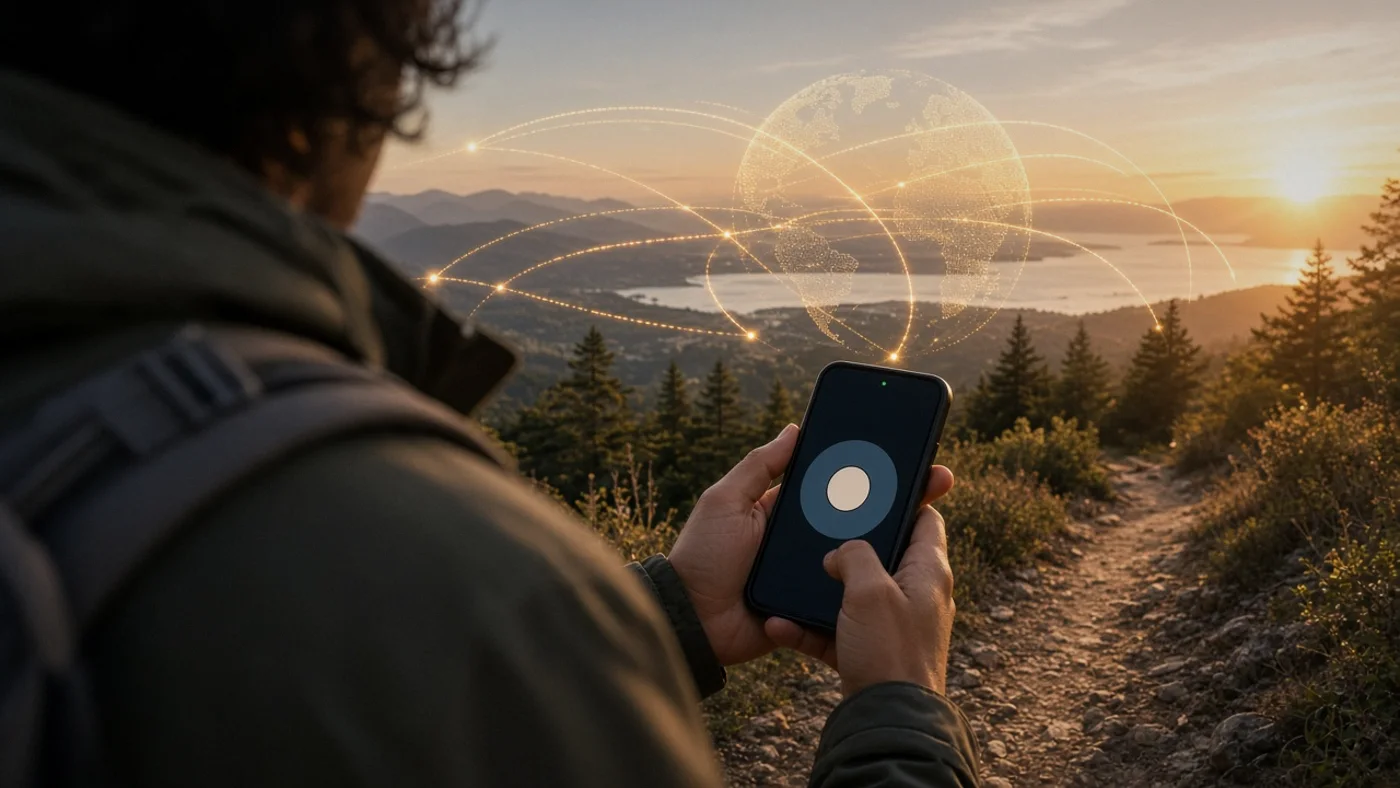 A globe with glowing arcs, worldwide connections