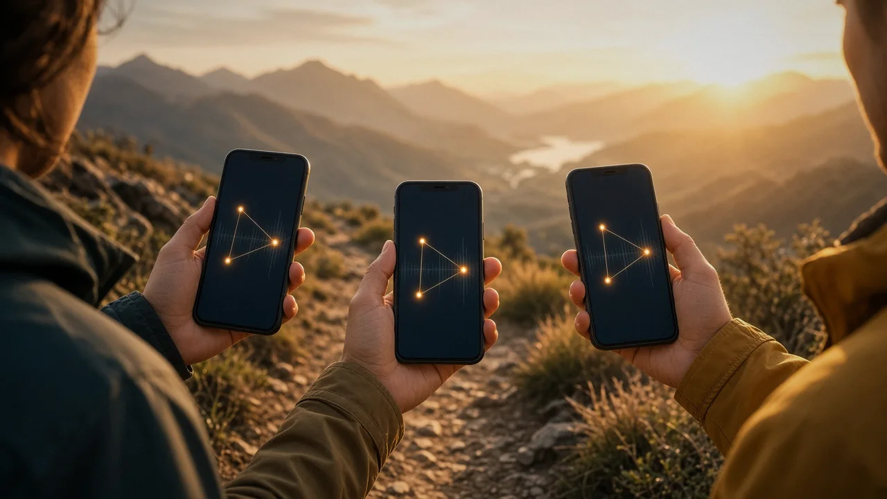 A simple illustration of a keypad with six glowing digit slots next to a radio signal icon.