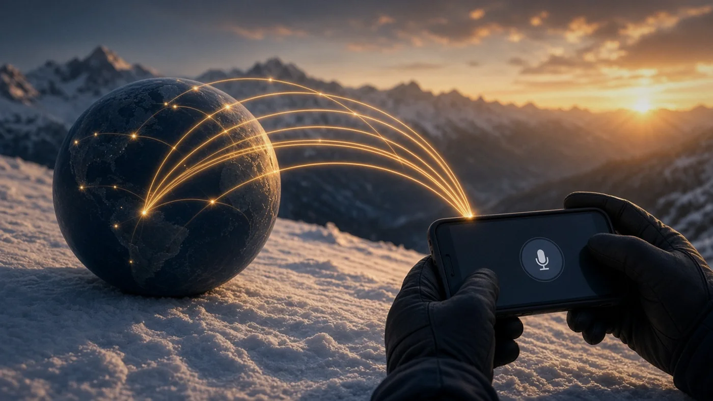 A globe with glowing arcs, worldwide connections