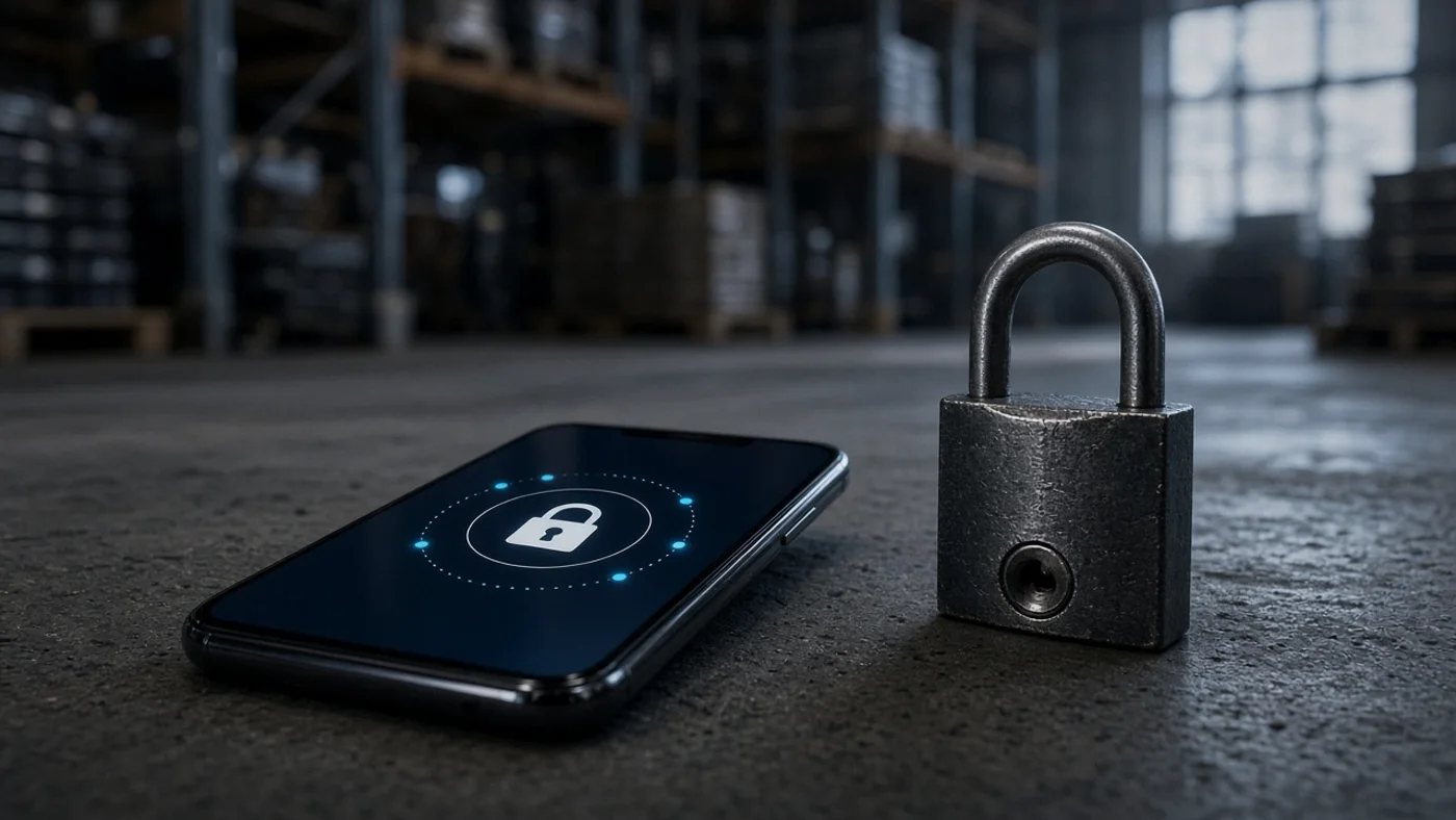 A smartphone beside a padlock, showing protected, encrypted voice
